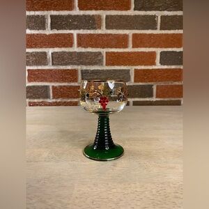 Bockling Roemer Germany Goblet‎ Gold Inlay Green Stem Vintage